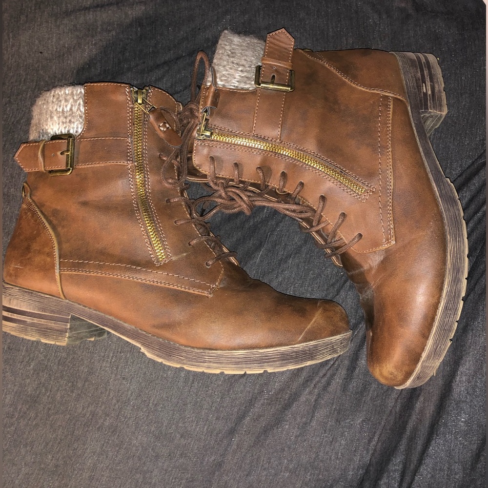 Torrid Brown Combat & Moto Boots